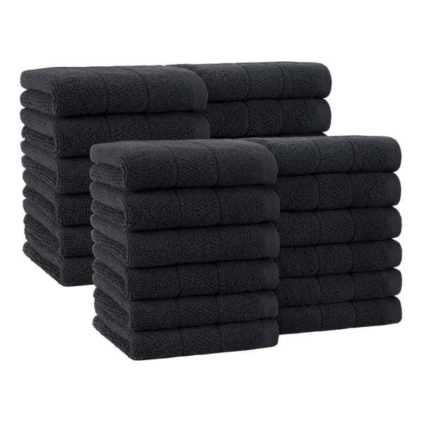 Arkwright Home Family Essentials Washcloths (Pack of 24), 12x12, Cotton, Black (P-FEWC-24PK-BK) 24/PK