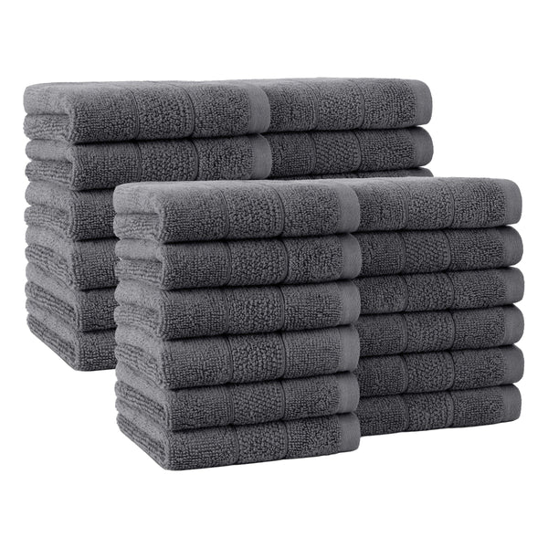 Arkwright Home Family Essentials Washcloths (Pack of 24), 12x12, Cotton, Dark Grey (P-FEWC-24PK-DG) 24/PK