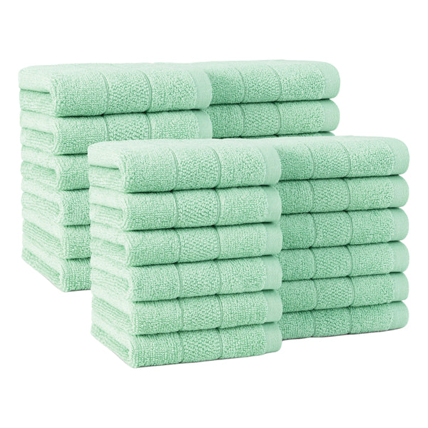 Arkwright Home Family Essentials Washcloths (Pack of 24), 12x12, Cotton, Green (P-FEWC-24PK-SG) 24/PK