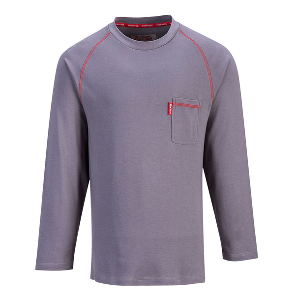 Portwest® Bizflame Knit FR Crew Neck, Gray, Size XXL (FR01GRRXXL) Each