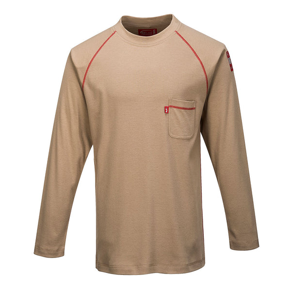 Portwest® Bizflame Knit FR Crew Neck, Khaki, Size 4XL (FR01KHR4XL) Each