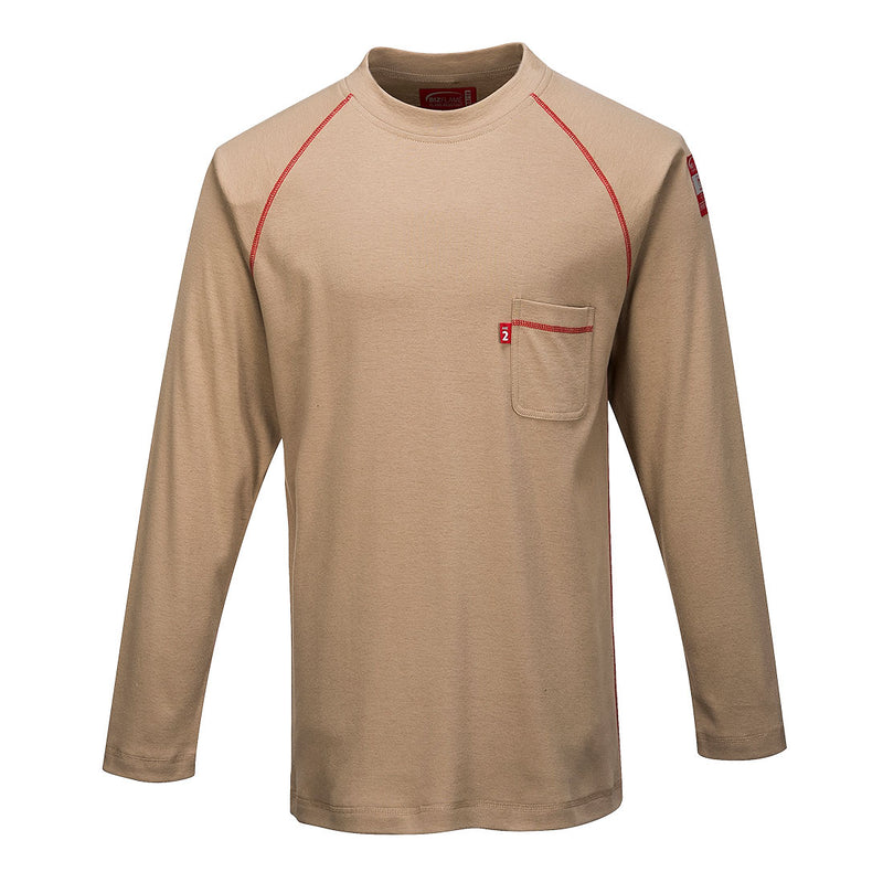 Portwest® Bizflame Knit FR Crew Neck, Khaki, Size 4XL (FR01KHR4XL) Each