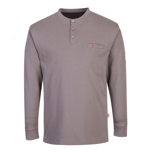 Portwest® Bizflame Knit Antistatic FR Henley, Gray, Size XXXL (FR32GRRXXXL) Each