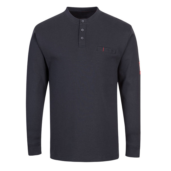 Portwest® Bizflame Knit Antistatic FR Henley, Navy, Size 4XL (FR32NAR4XL) Each