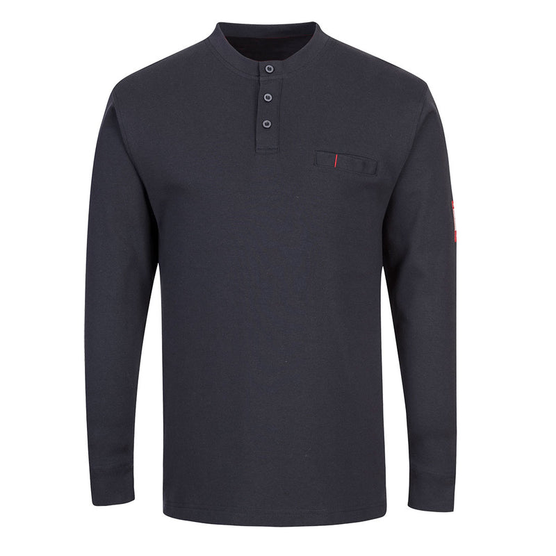 Portwest® Bizflame Knit Antistatic FR Henley, Navy, Size XXXL (FR32NARXXXL) Each