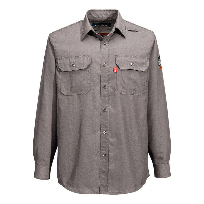 Portwest® Portflame+ Vented FR Work Shirt, Gray, Size 4XL (FR705GRR4XL) Each