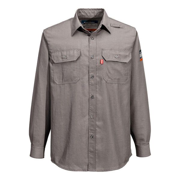 Portwest® Portflame+ Vented FR Work Shirt, Gray, Size XXL (FR705GRRXXL) Each
