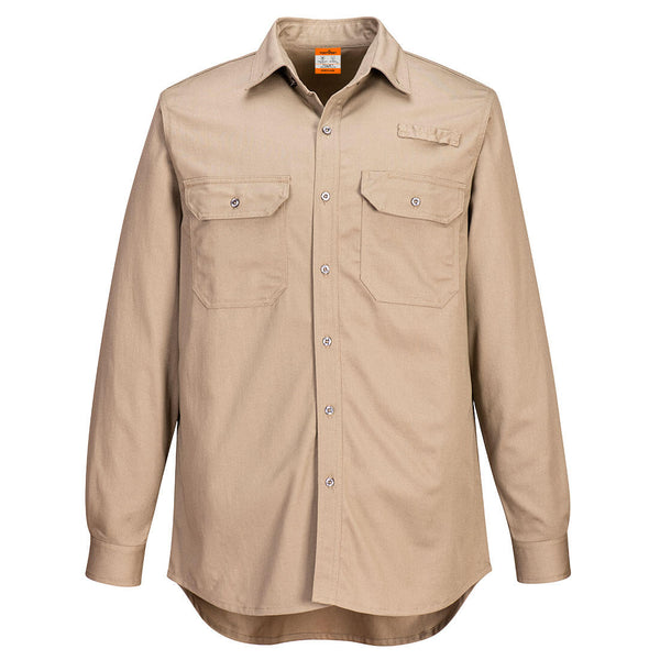 Portwest® Portflame+ Vented FR Work Shirt, Khaki, Size S (FR705KHRS) Each