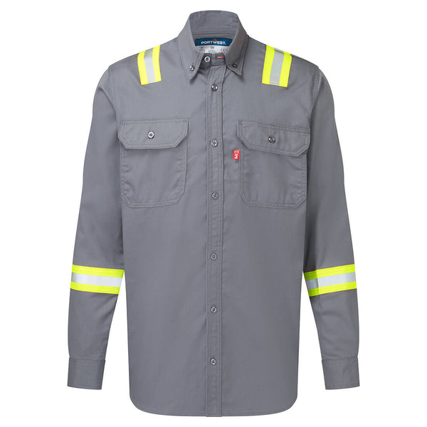 Portwest® Bizflame 88/12 FR Taped Shirt , Gray, Size 4XL (FR706GRR4XL) Each