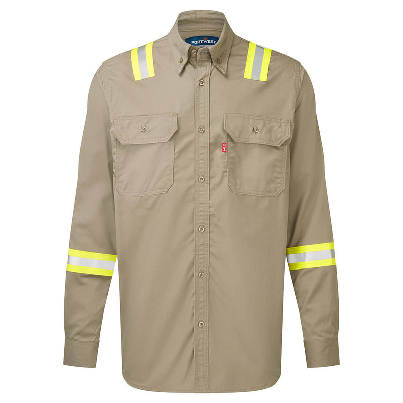 Portwest® Bizflame 88/12 FR Taped Shirt , Khaki, Size M (FR706KHRM) Each