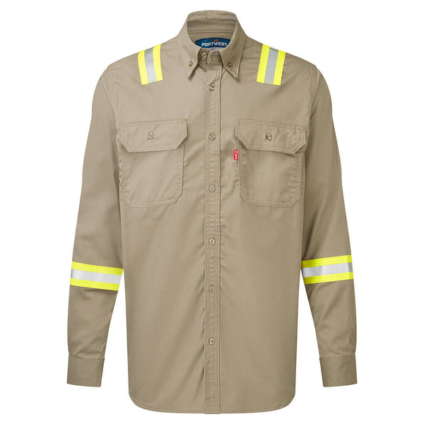 Portwest® Bizflame 88/12 FR Taped Shirt , Khaki, Size 6XL (FR706KHR6XL) Each