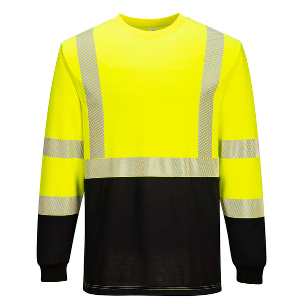 Portwest® Modaflame Knit Hi-Vis Two Tone FR Crew, Yellow/Black, Size 6XL (FR709YBR6XL) Each