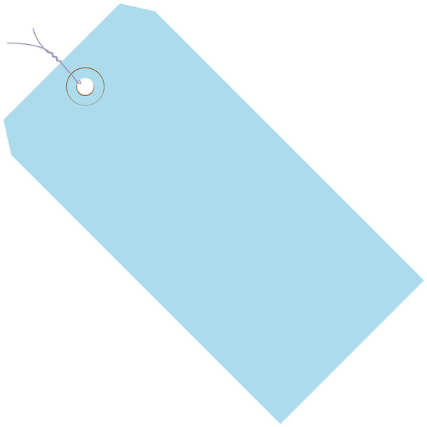 2 3/4 x 1 3/8" Light Blue 13 Pt. Shipping Tags - Pre-Wired, Case Of 1000 Case Of 1000