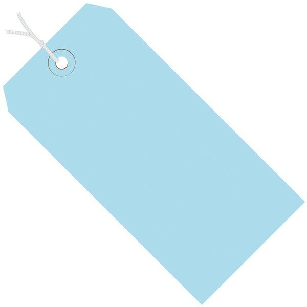 3 1/4 x 1 5/8" Light Blue 13 Pt. Shipping Tags - Pre-Strung, Case Of 1000 Case Of 1000