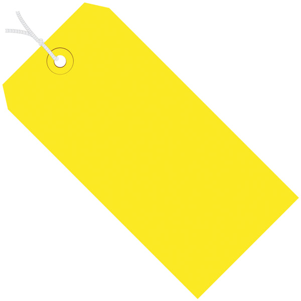 3 1/4 x 1 5/8" Yellow 13 Pt. Shipping Tags - Pre-Strung, Case Of 1000 Case Of 1000