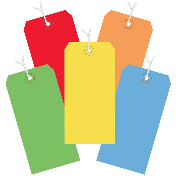 4 3/4 x 2 3/8" Assorted Color 13 Pt. Shipping Tags - Pre-Strung, Case Of 1000 Case Of 1000