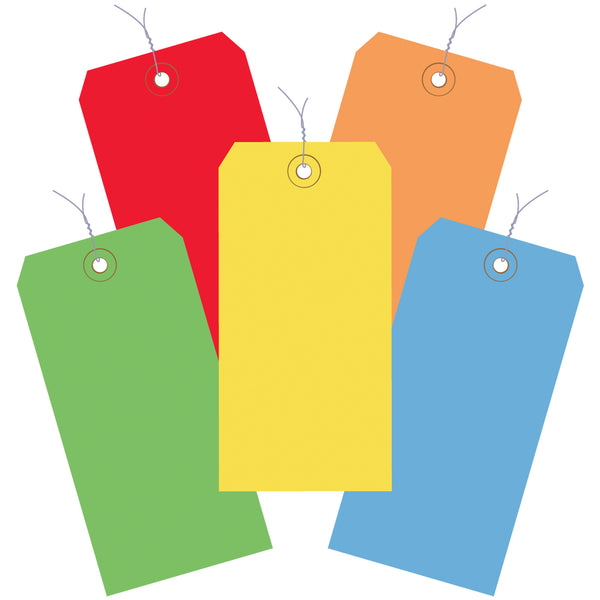 4 3/4 x 2 3/8" Assorted Color 13 Pt. Shipping Tags - Pre-Wired, Case Of 1000 Case Of 1000