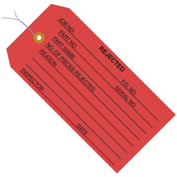 4 3/4 x 2 3/8" - "Rejected" Inspection Tags - Pre-Wired, Case Of 1000 Case Of 1000