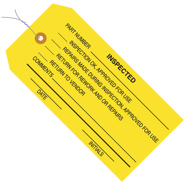 4 3/4 x 2 3/8" - "Inspected" Inspection Tags - Pre-Wired, Case Of 1000 Case Of 1000