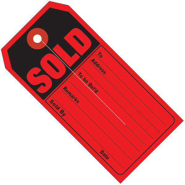 4 3/4 x 2 3/8"  "SOLD" Retail Tags, Case Of 500 Case Of 500