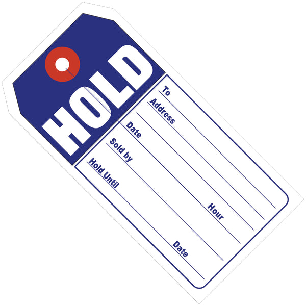 4 3/4 x 2 3/8"  "HOLD" Retail Tags, Case Of 500 Case Of 500