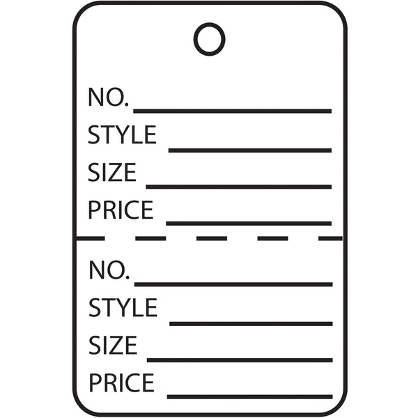 1 3/4 x 2 7/8" White Perforated Garment Tags, Case Of 1000 Case Of 1000