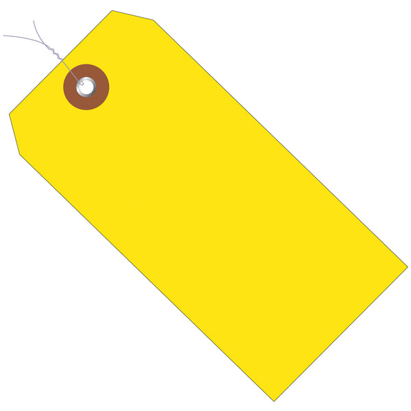 4 3/4 x 2 3/8" Yellow Plastic Shipping Tags - Pre-Wired, Case Of 100 Case Of 100