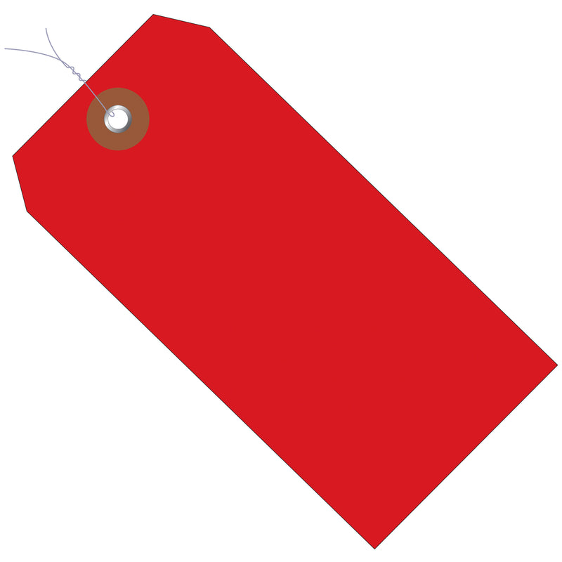 4 3/4 x 2 3/8" Red Plastic Shipping Tags - Pre-Wired (G26056W) Case Of 100
