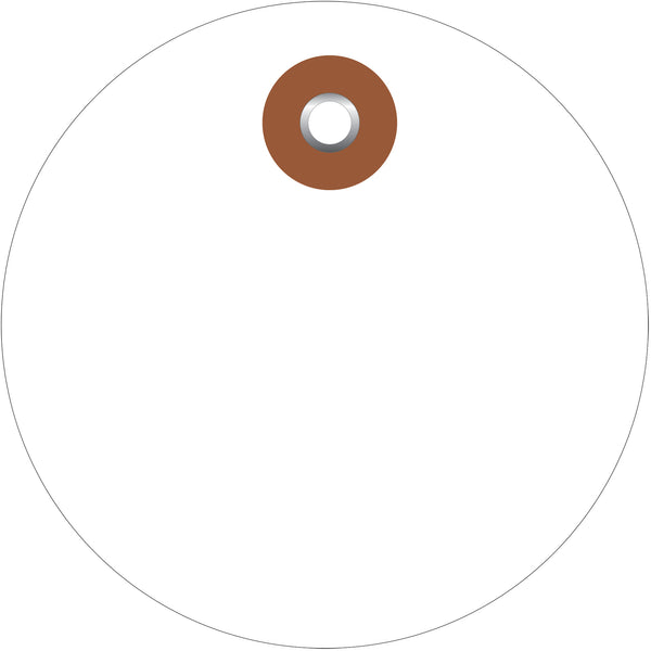 2" White Plastic Circle Tags, Case Of 100 Case Of 100