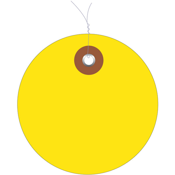 2" Yellow Plastic Circle Tags - Pre-Wired, Case Of 100 Case Of 100