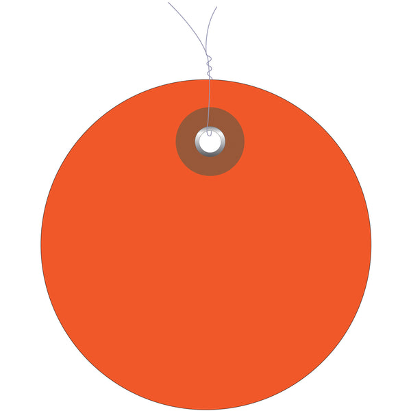 2" Orange Plastic Circle Tags - Pre-Wired, Case Of 100 Case Of 100