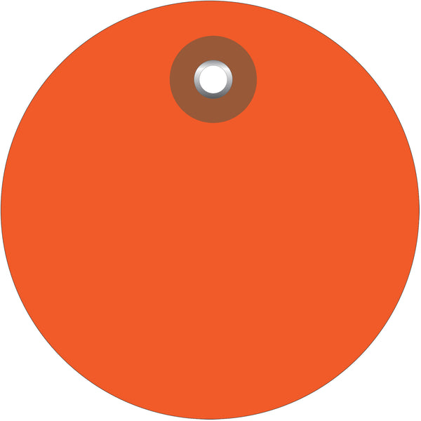 2" Orange Plastic Circle Tags, Case Of 100 Case Of 100