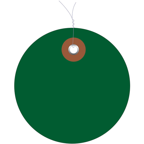 2" Green Plastic Circle Tags - Pre-Wired, Case Of 100 Case Of 100