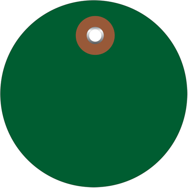 2" Green Plastic Circle Tags, Case Of 100 Case Of 100