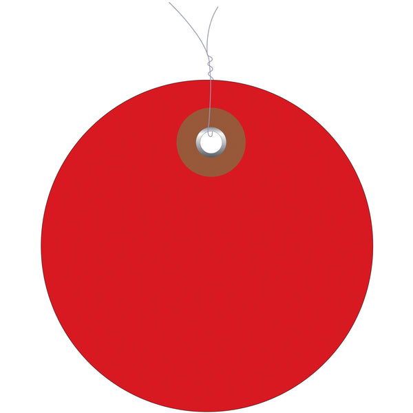 2" Red Plastic Circle Tags - Pre-Wired, Case Of 100 Case Of 100