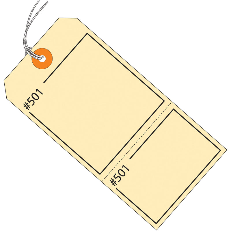 4 3/4 x 2 3/8" Manila Claim Tags Consecutively Numbered - Pre-Strung (G26210) Case Of 1000