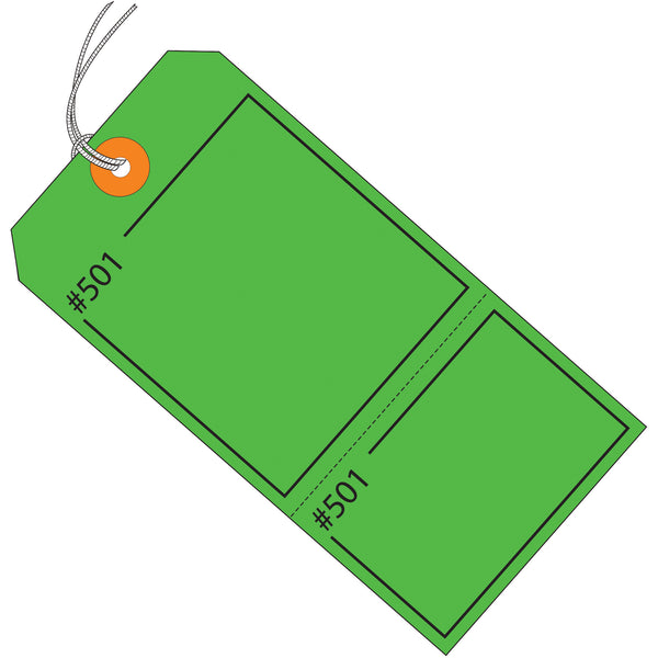 4 3/4 x 2 3/8" Green Claim Tags Consecutively Numbered - Pre-Strung, Case Of 1000 Case Of 1000