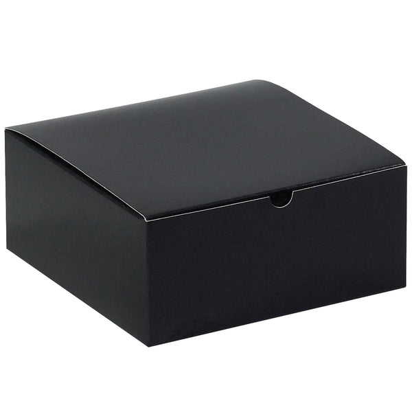 8 x 8 x 3 1/2" Black Gloss Gift Boxes (GB883BK) Case Of 100