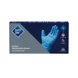 Safety Zone® Stretch Polyethylene Gloves, 2 mil, Powder-Free, 10", Blue, Large, Case of 2000 (SZNGL-SP200BL) Case of 2000