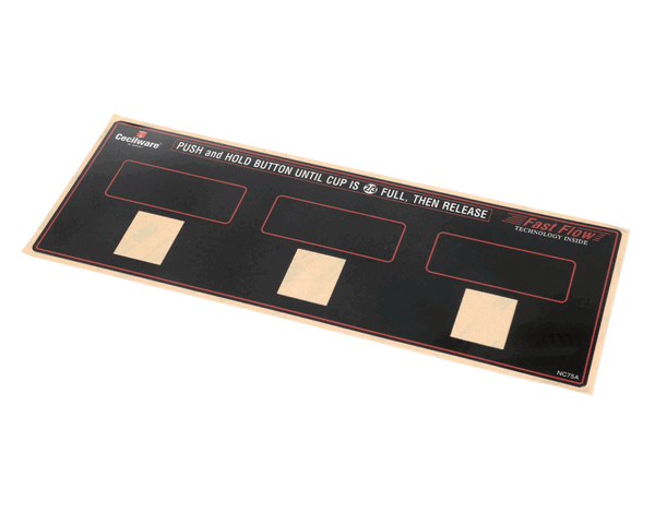 Crathco Grindmaster Cecilware Nc75Al Label Switch Panel Gb3M/M10/3P (GMNC75AL) Each