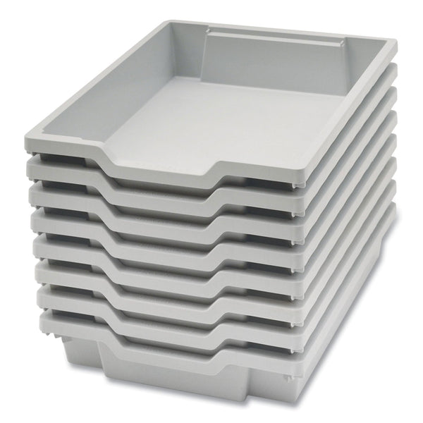 Gratnells F1 Shallow Trays for Gratnells Storage Frames and Trolleys, 1 Section, 1.85 gal, 12.28" x 16.81" x 3.25", Light Gray, 8/Pack (GTSFS0119P8) Each