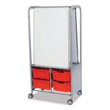Gratnells Callero MakerHub Trolley Set 01, Metal, (2) Magnetic Whiteboards, (4) F2 Deep Bins, 27.4" x 17.3" x 56.3", Silver/Flame Red (GTSMST054409) Each