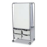 Gratnells Callero MakerHub Trolley Set 01, Metal, (2) Magnetic Whiteboards, (4) F2 Deep Bins, 27.4" x 17.3" x 56.3", Silver/Light Gray (GTSMST054419) Each