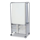 Gratnells Callero MakerHub Trolley Set 01, Metal, (2) Magnetic Whiteboards, (4) F2 Deep Bins, 27.4" x 17.3" x 56.3", Silver/Trans Frost (GTSMST054420) Each