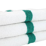 Hospeco® Power Gym Hand Towel 16x27 Green Stripe, 120/Case (HOSPWR-1627-3GRCS-CS) Case of 120