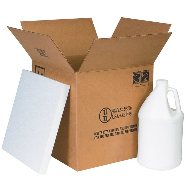 12 1/4 x 12 1/4 x 12 3/4" 4 - 1 Gallon Plastic Jug Shipper Kit (HAZ1132) Each