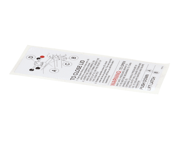 Henny Penny 16181 Label - Lid Operating Instruct (HEN16181) Each