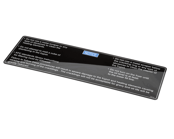 Henny Penny 168573 Acrylic Label (HEN168573) Each