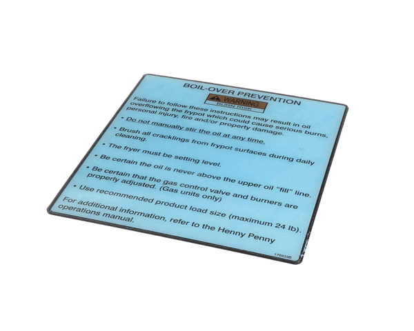 Henny Penny 170333 Label-Boilovr Prevnt,Gm,Veloc (HEN170333) Each