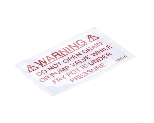Henny Penny 18615 Label - Drain Valve Warning (HEN18615) Each
